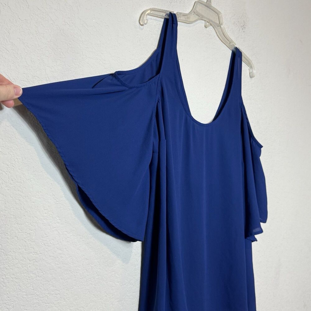 Torrid Cold Shoulder Top Vibrant Royal Blue Draped Bell Sleeves Women’s Plus 1X - Picture 2 of 5